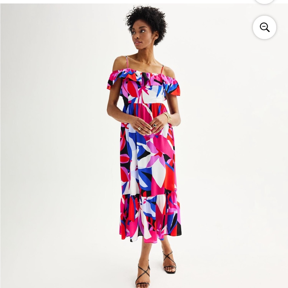 NWT Nine West Cold Shoulder Maxi Dress in Pink Jora Flora